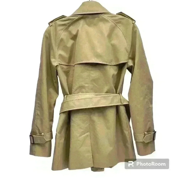 NWOT Coach Khaki and Leopard Belted Short trench coat size xs - Picture 7 of 17